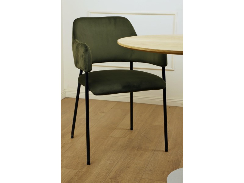 Krzesło Lima welurowe z podłokietnikami zielone - ACTONA